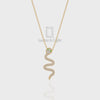 Natural Black Onyx Snake Pendant Necklace with Moissanite (18" Chain)