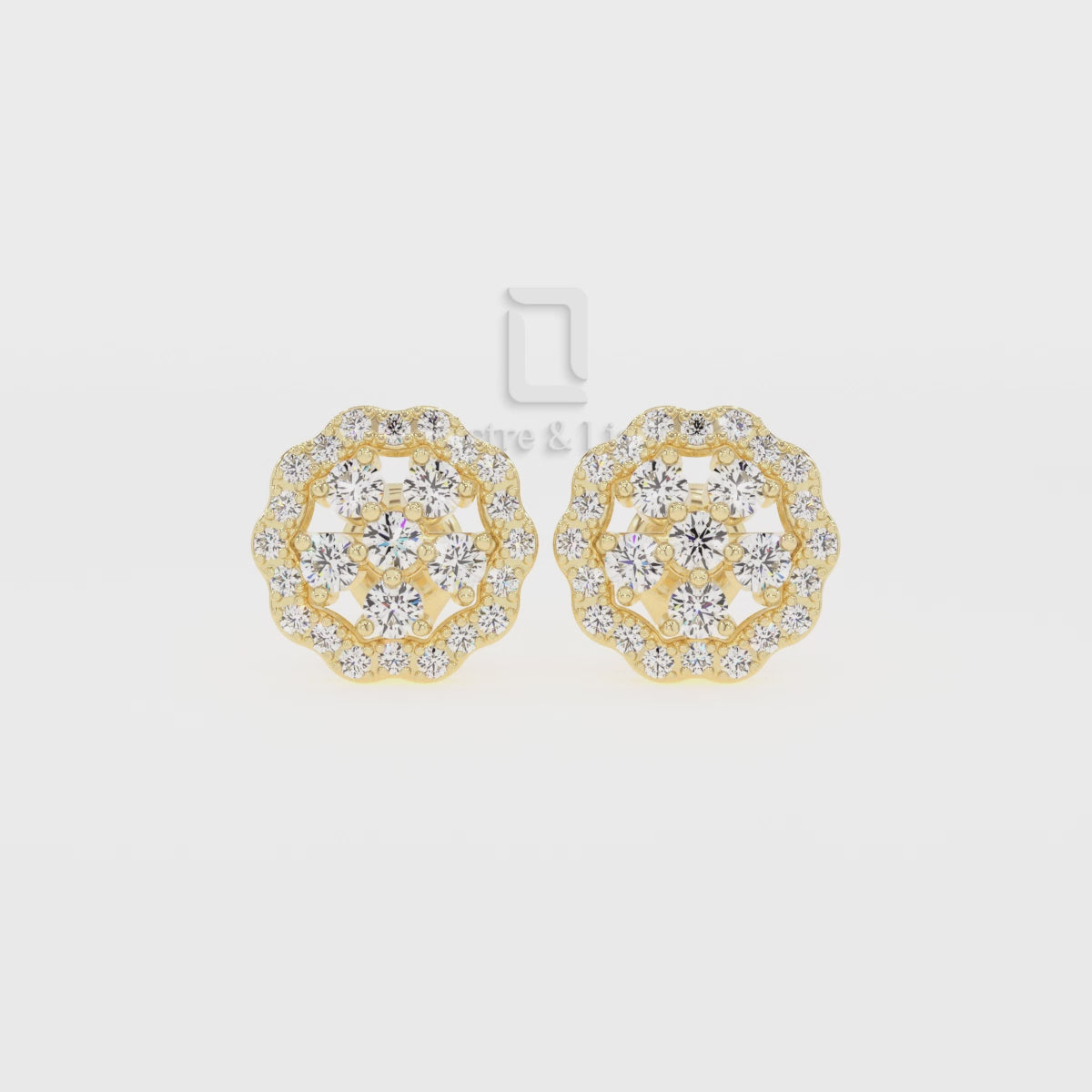 Natural Citrine Flower Stud Earrings for Women with Moissanite