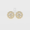 Natural Citrine Flower Stud Earrings for Women with Moissanite