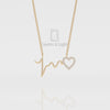 Natural Black Onyx Heartbeat Pendant Necklace with 18" Chain
