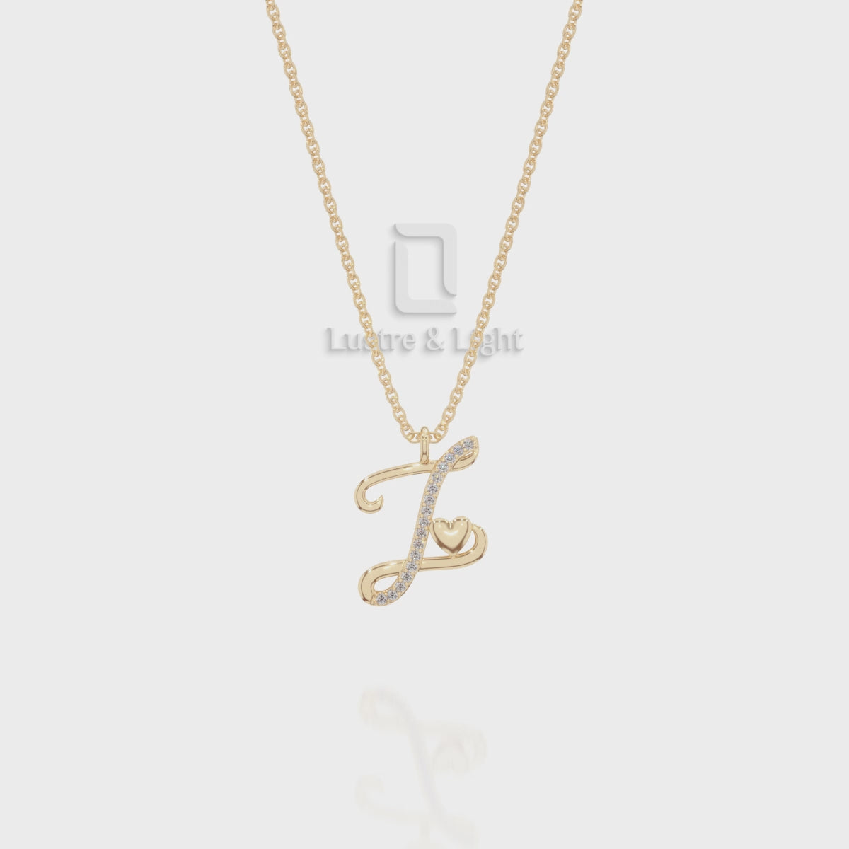 Moissanite Initials Pendant Necklace for Women with 18" Chain