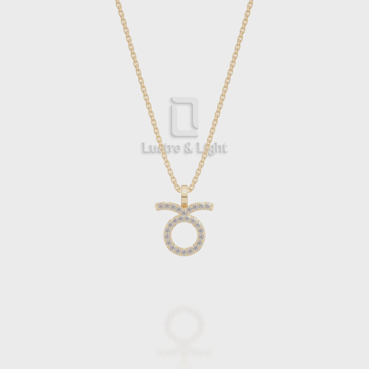 Moissanite Taurus Zodiac Sign Pendant Necklace with 18" Chain