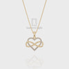 Natural Black Onyx Infinity Heart Pendant Necklace with 18" Chain