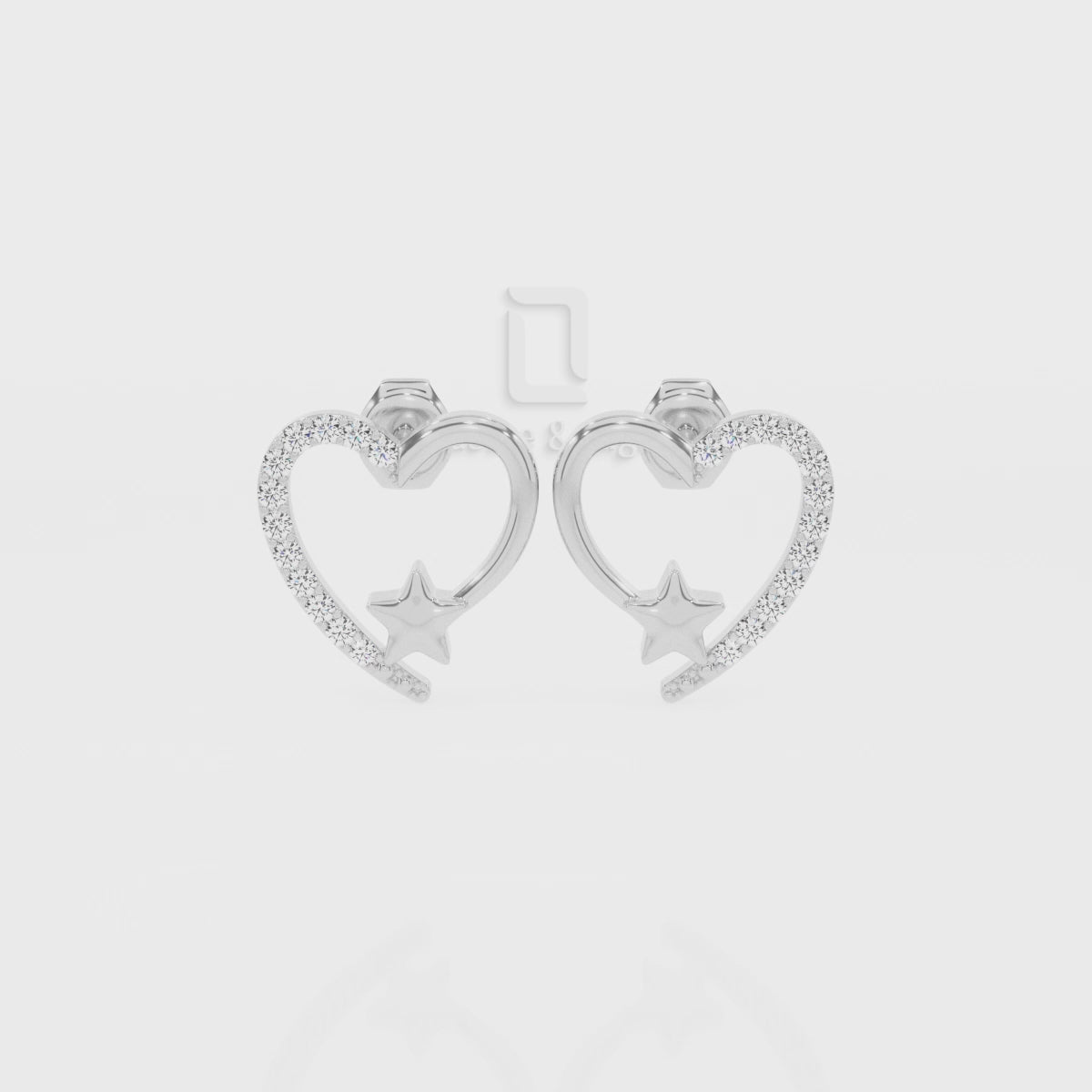 Natural Citrine Heart Star Stud Earrings for Women
