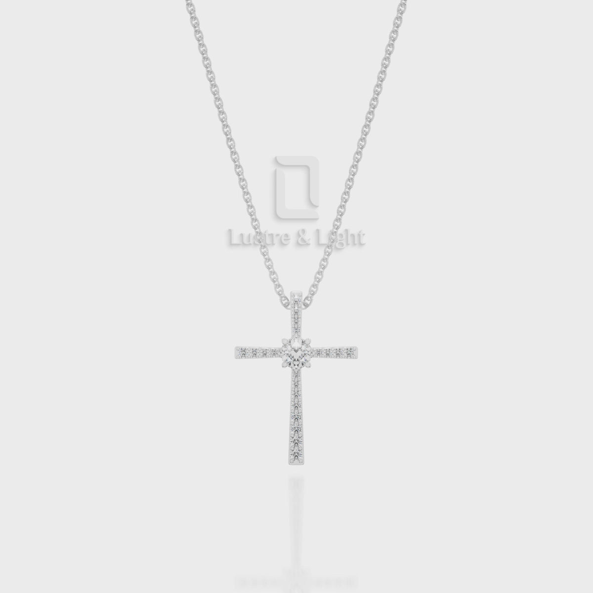 Natural Black Onyx Cross Pendant Necklace with Moissanite (18" Chain)