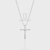 Natural Black Onyx Cross Pendant Necklace with Moissanite (18" Chain)