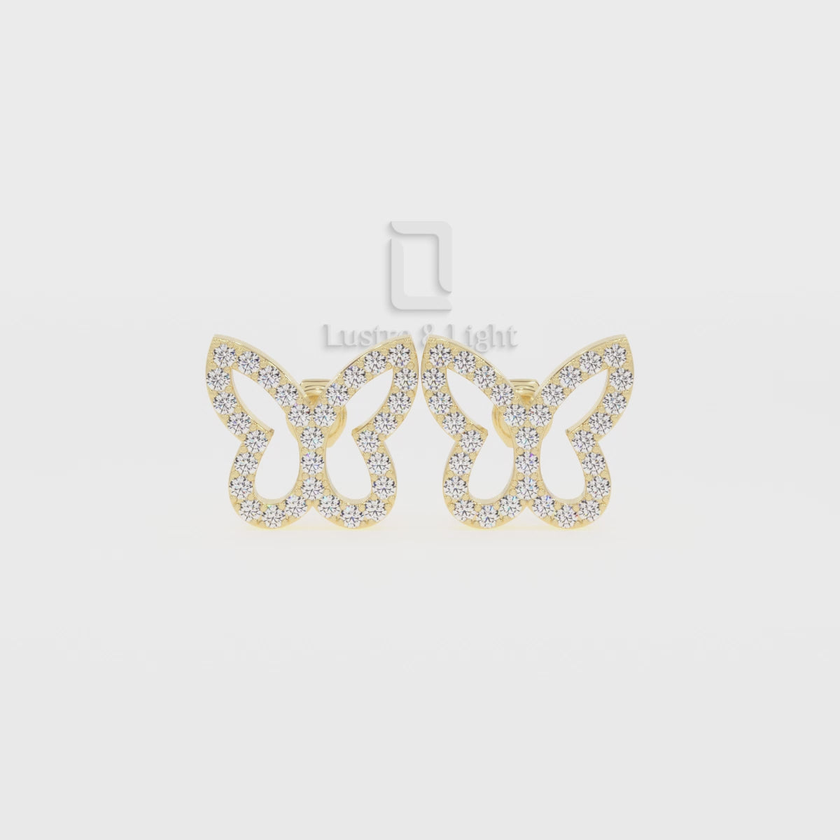 Natural Citrine Butterfly Stud Earrings for Women