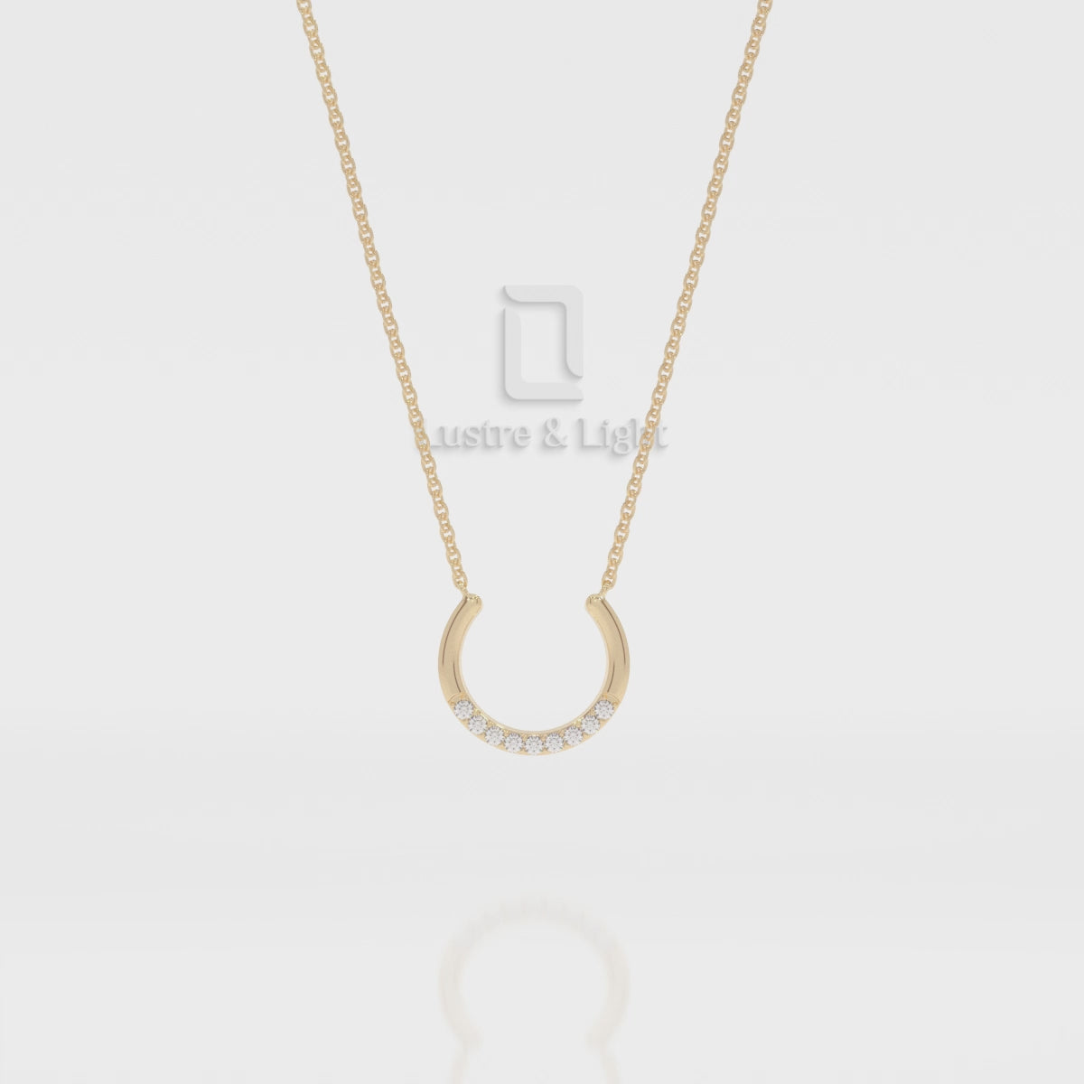Natural Ruby Horse Shoe Pendant Necklace with 18" Chain