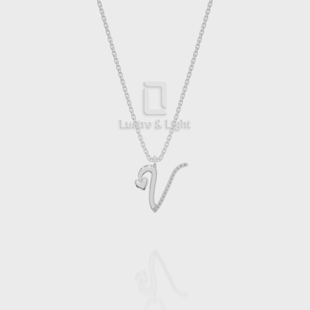 Moissanite Initials Pendant Necklace for Women with 18" Chain