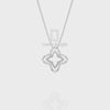Natural Black Onyx 4 Petal Flower Pendant Necklace with 18" Chain
