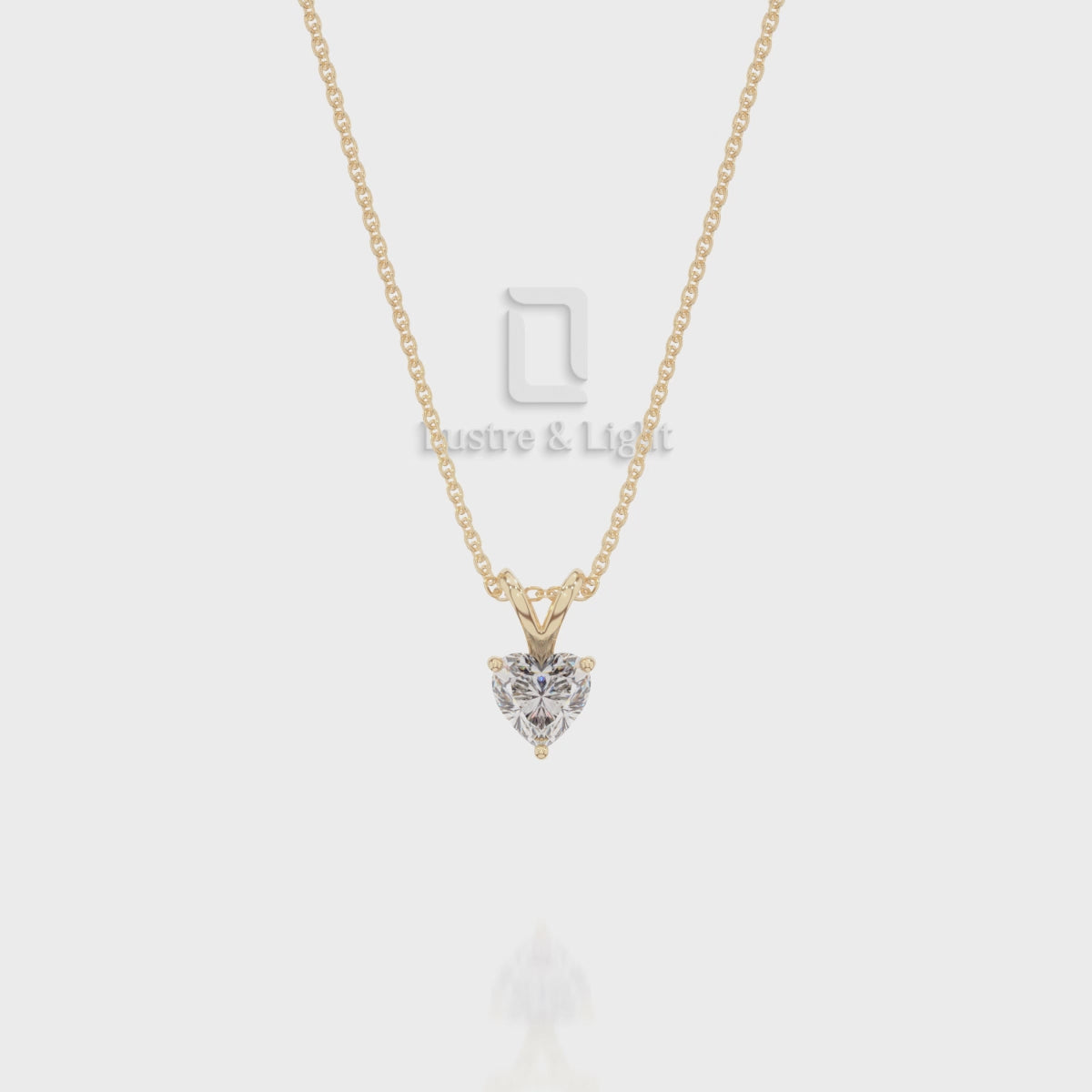 Moissanite V-Bale Solitaire Pendant Necklace with 18" Chain