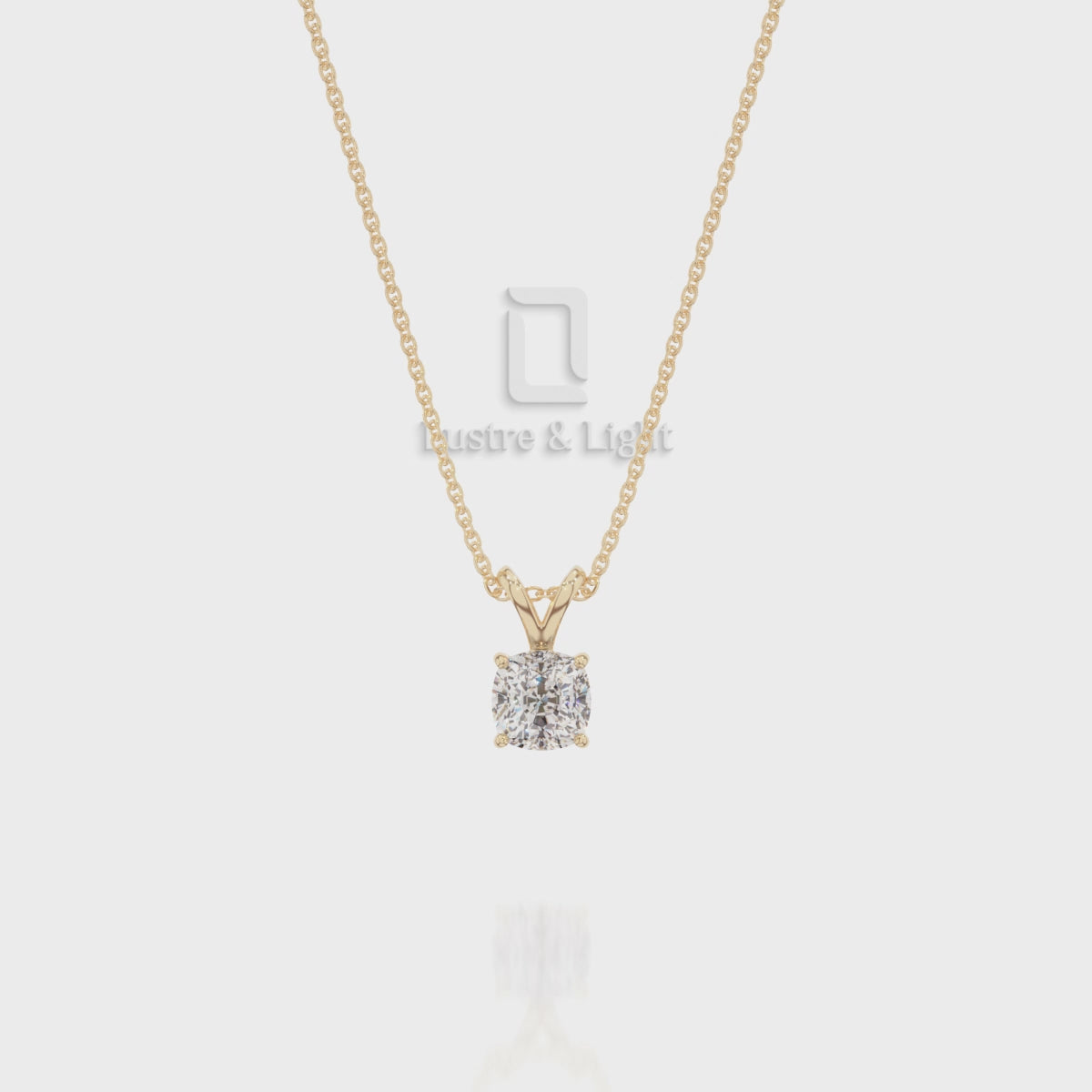 Moissanite V-Bale Solitaire Pendant Necklace with 18" Chain