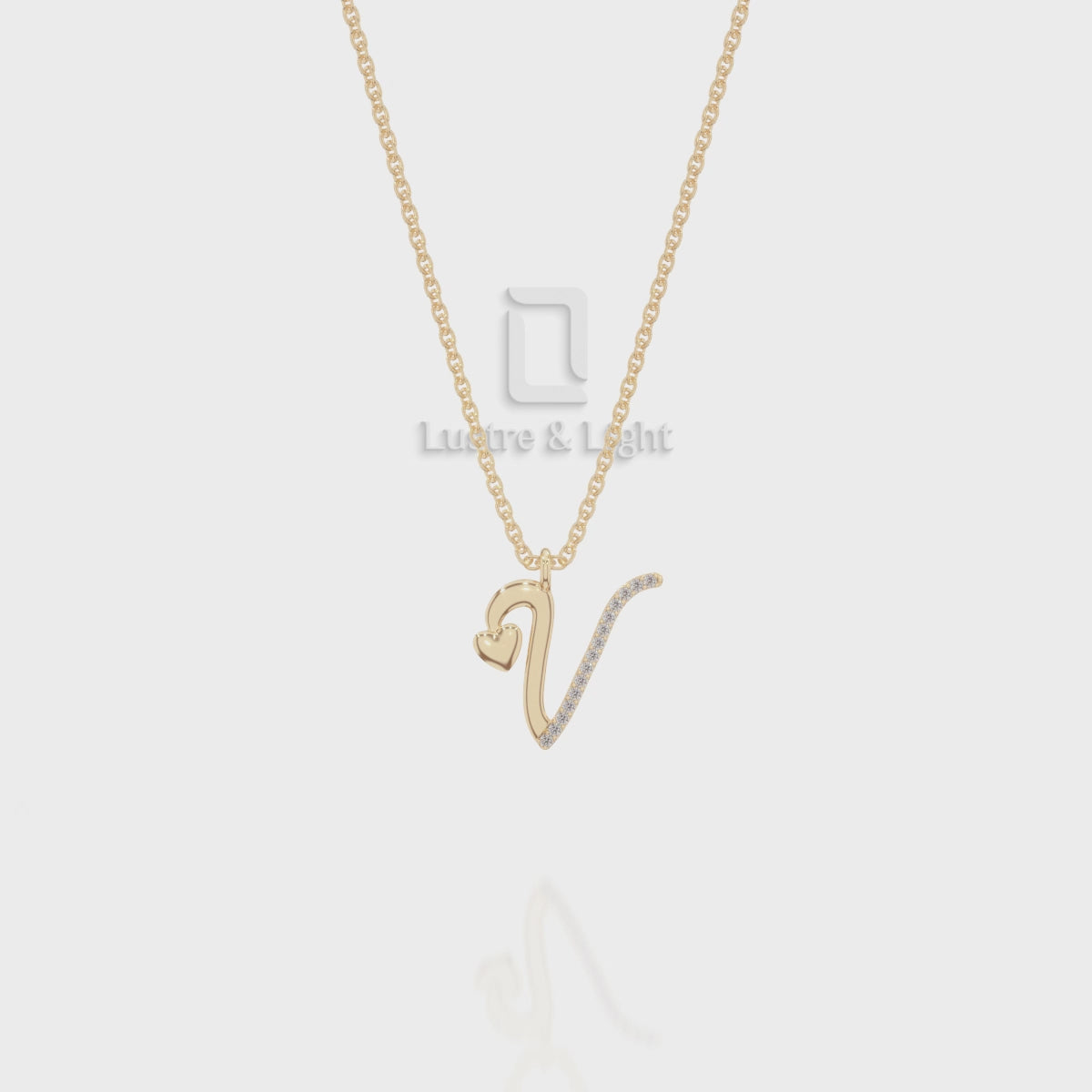 Moissanite Initials Pendant Necklace for Women with 18" Chain