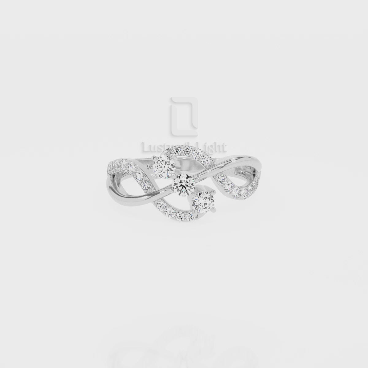 Natural Pink Tourmaline 3 Stone Engagement Rings for Women with Moissanite