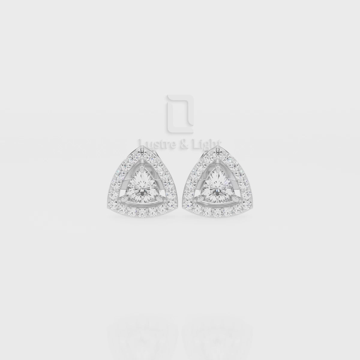 Moissanite Trillion Halo Stud Earrings for Women