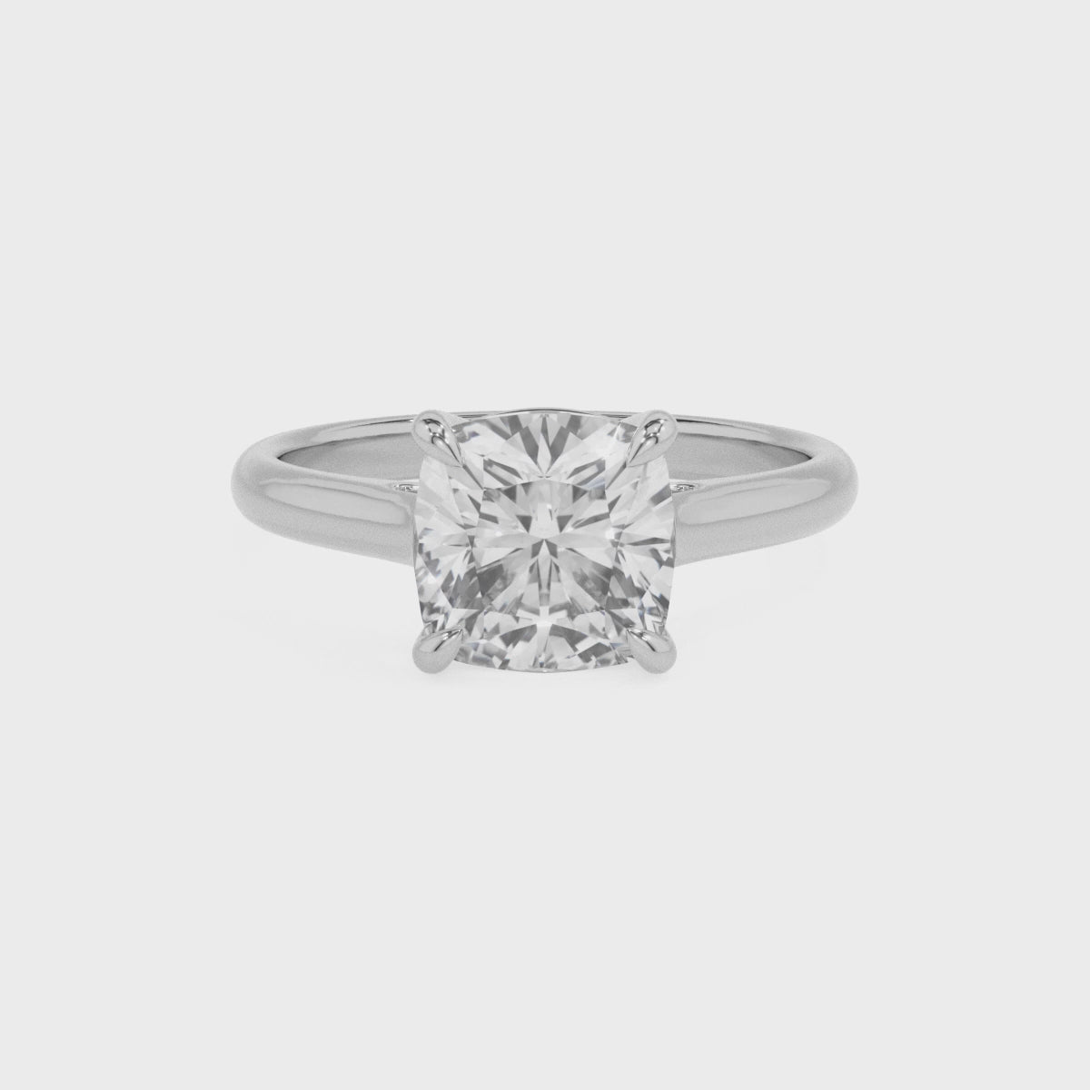 lab grown moissanite cushion solitaire engagement ring