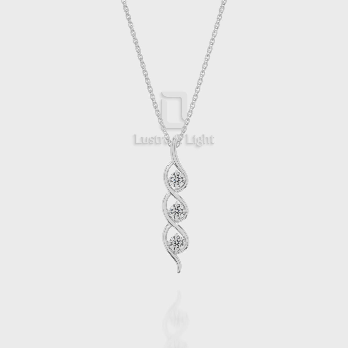 Natural Black Onyx 3 Stone Helix Pendant Necklace with 18" Chain