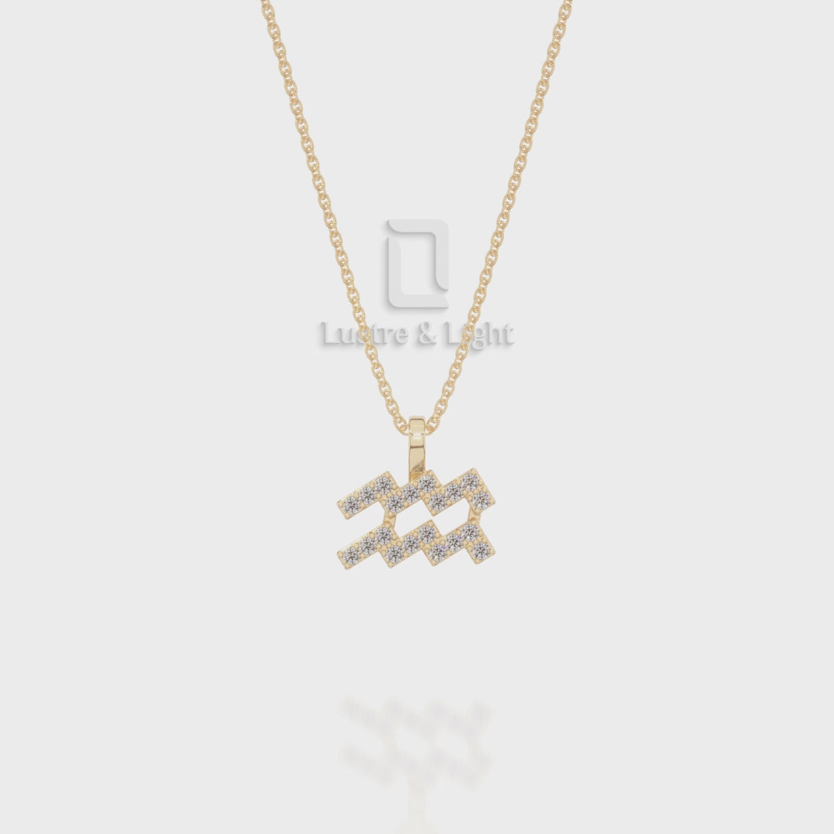 Moissanite Aquarius Zodiac Sign Pendant Necklace with 18" Chain