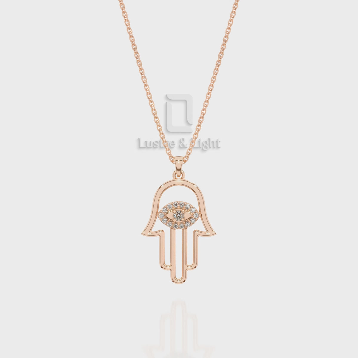 Natural Citrine Evil Eye Hamsa Hand Pendant Necklace 18" Chain