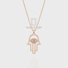 Natural Citrine Evil Eye Hamsa Hand Pendant Necklace 18" Chain