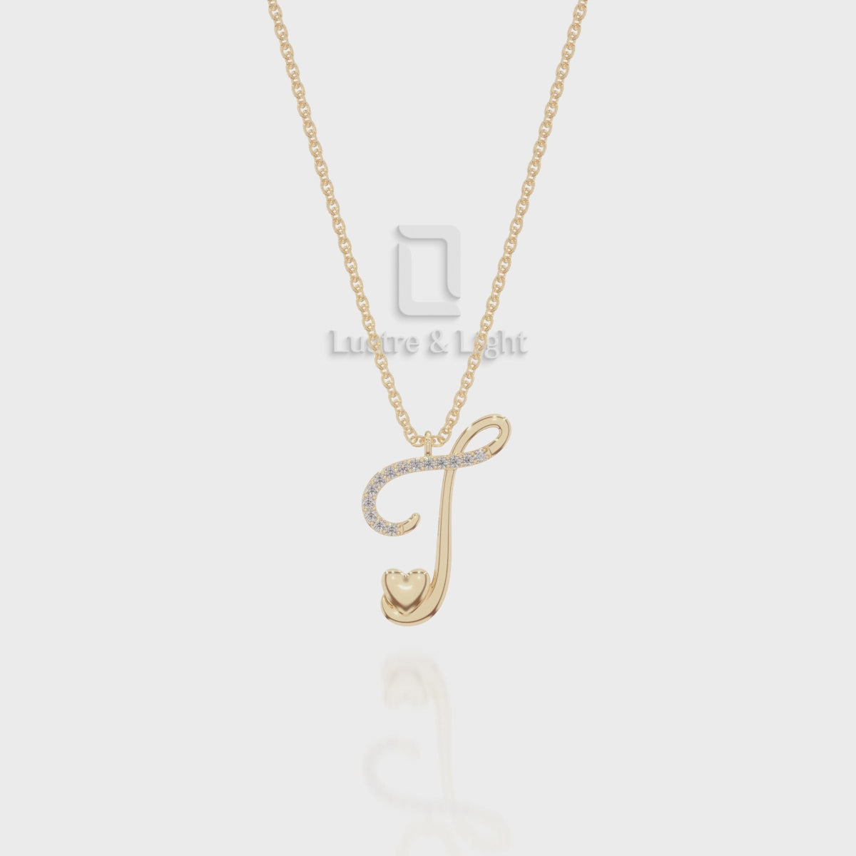 Moissanite Initials Pendant Necklace for Women with 18" Chain