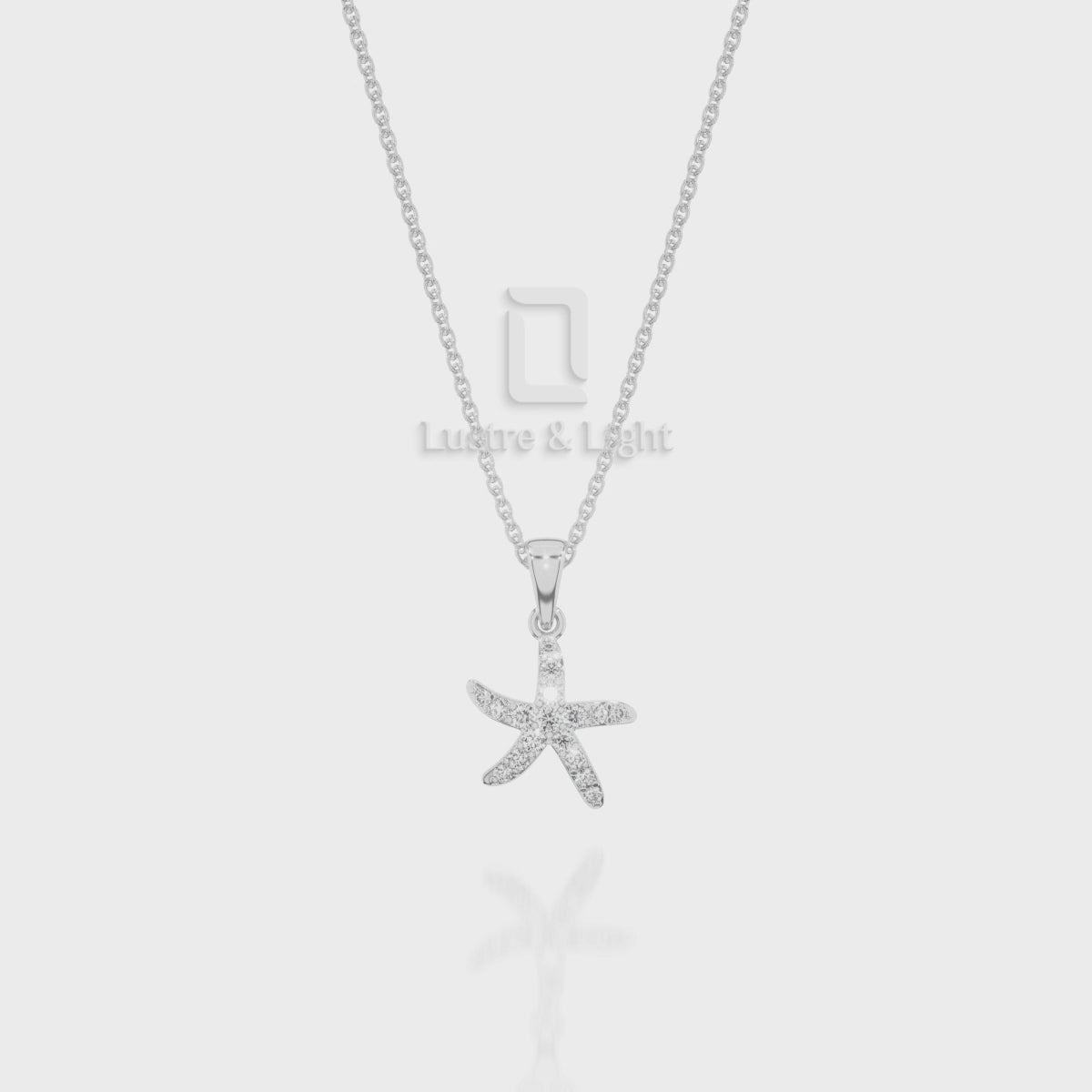 Moissanite Starfish Pendant Necklace with 18" Chain