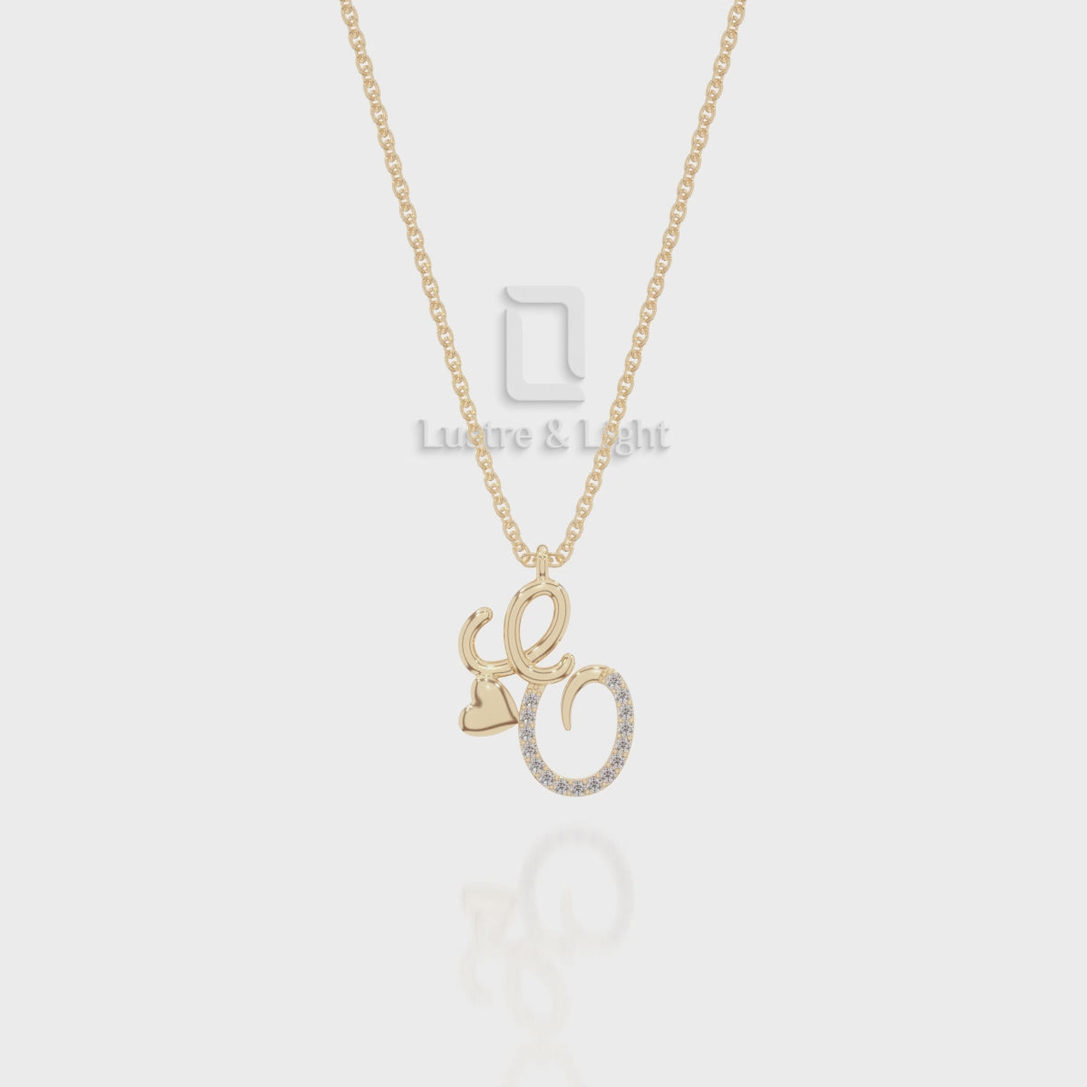Moissanite Initials Pendant Necklace for Women with 18" Chain