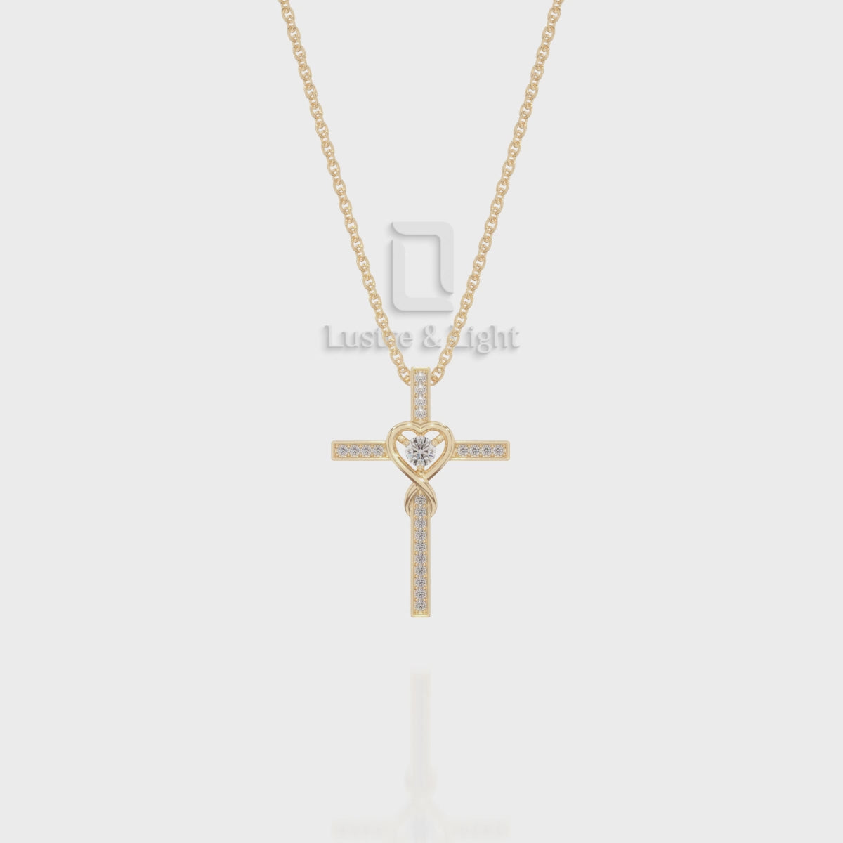 Natural Black Onyx Infinity Cross Pendant Necklace with Moissanite (18" Chain)