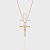 Natural Black Onyx Infinity Cross Pendant Necklace with Moissanite (18" Chain)