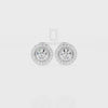 Natural Ruby Round Halo Stud Earrings for Women with Moissanite
