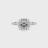 lab-grown moissanite asscher half eterity halo solitaire engagement ring