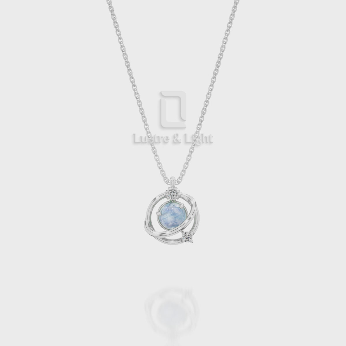 Natural Black Onyx Galaxy Pendant Necklace with Moissanite (18" Chain)