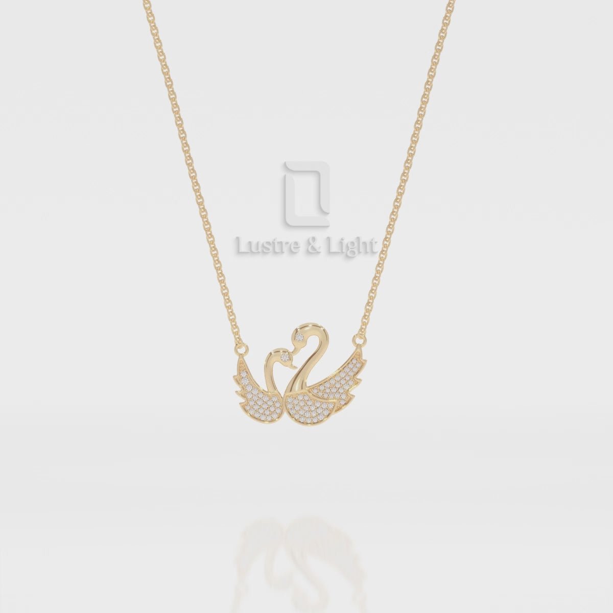 Natural Amethyst Mother Child Swan Pendant Necklace with Moissanite (18" Chain)