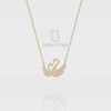 Natural Amethyst Mother Child Swan Pendant Necklace with Moissanite (18" Chain)