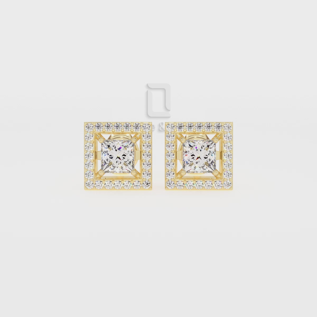Moissanite Princess-Cut Halo Stud Earrings for Women