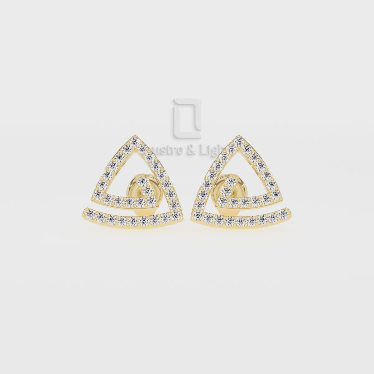 Natural Citrine Triangle Stud Earrings for Women