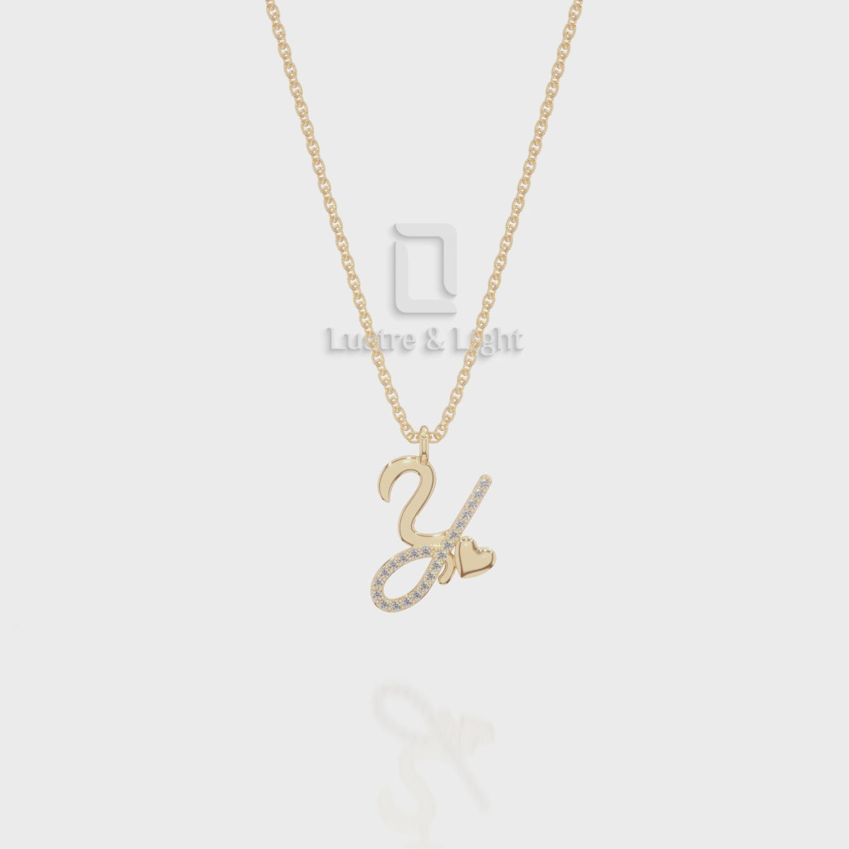 Moissanite Initials Pendant Necklace for Women with 18" Chain