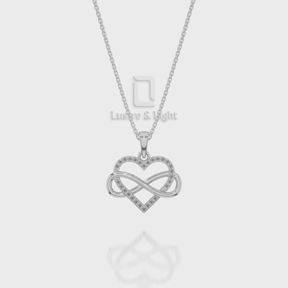 Natural Black Onyx Infinity Heart Pendant Necklace with 18" Chain
