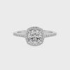 lab-grown moissanite cushion half eterity halo solitaire engagement ring