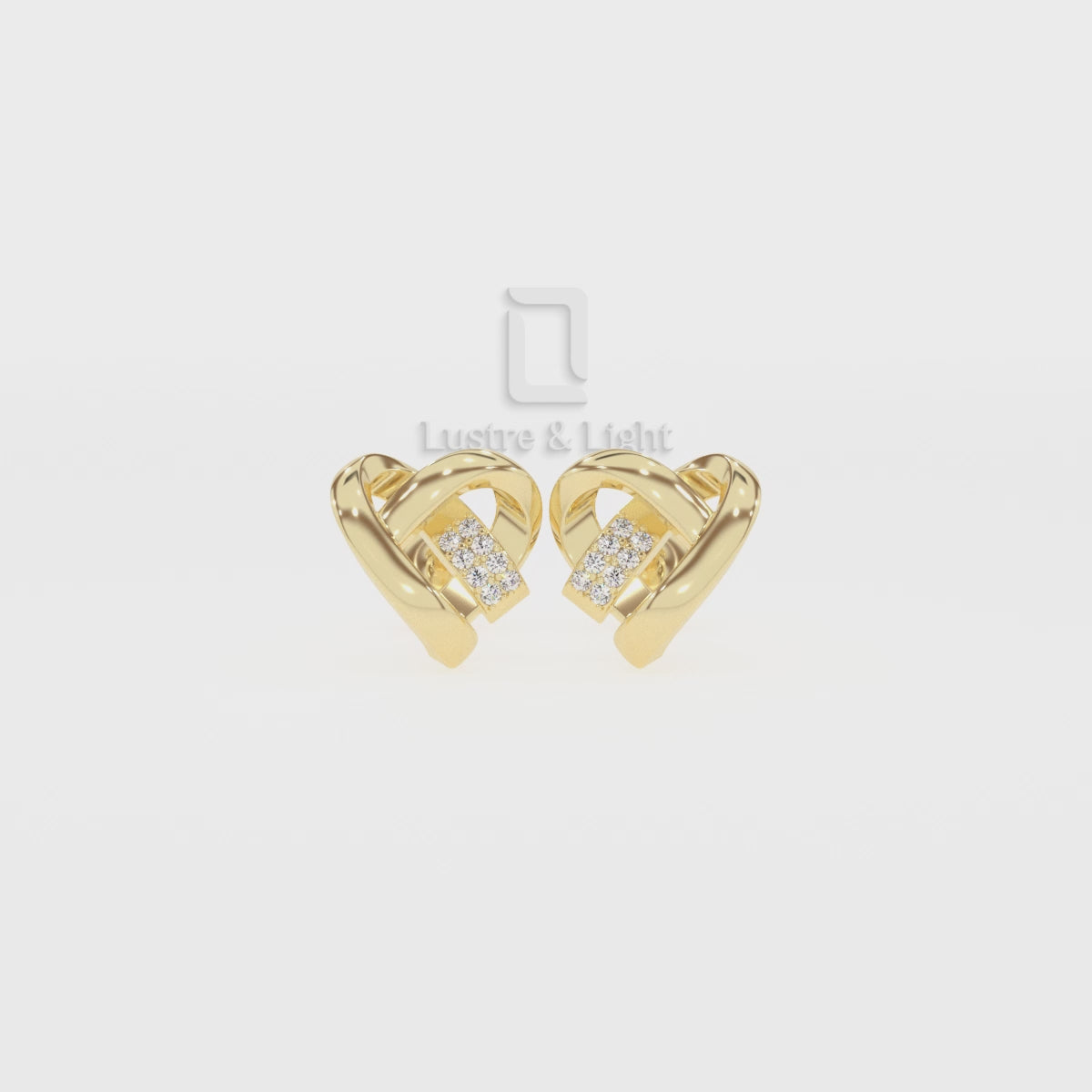 Natural Citrine Ribbon Heart Stud Earrings for Women
