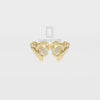 Natural Citrine Ribbon Heart Stud Earrings for Women