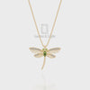 Natural Black Onyx Dragonfly Pendant Necklace with Moissanite (18" Chain)