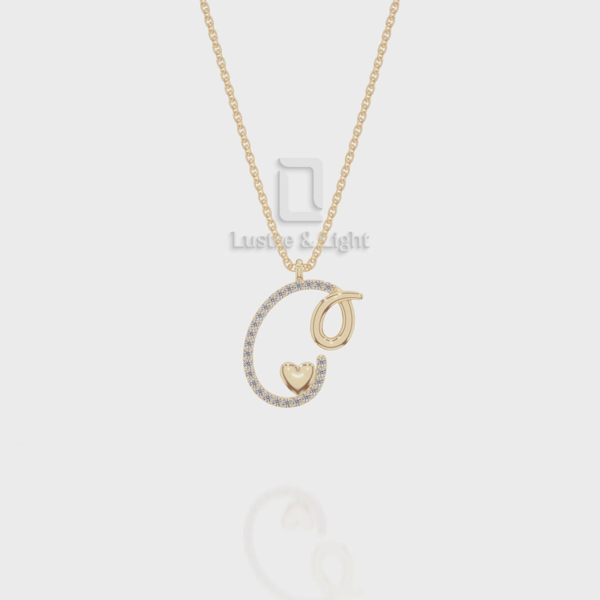 Moissanite Initials Pendant Necklace for Women with 18" Chain