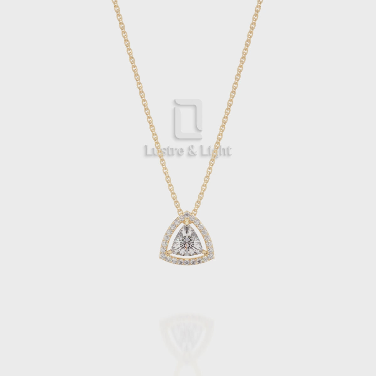 Moissanite Solitaire Halo Pendant Necklace with 18" Chain