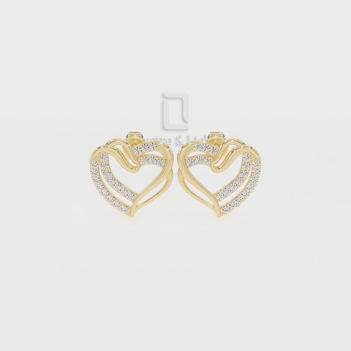 Natural Citrine Heart in Heart Stud Earrings for Women