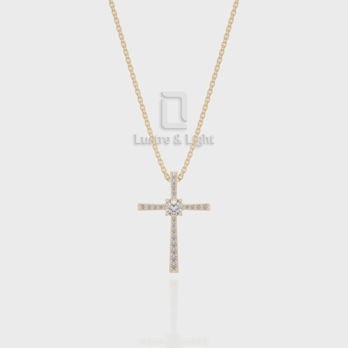 Natural Black Onyx Cross Pendant Necklace with Moissanite (18" Chain)