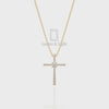 Natural Black Onyx Cross Pendant Necklace with Moissanite (18" Chain)