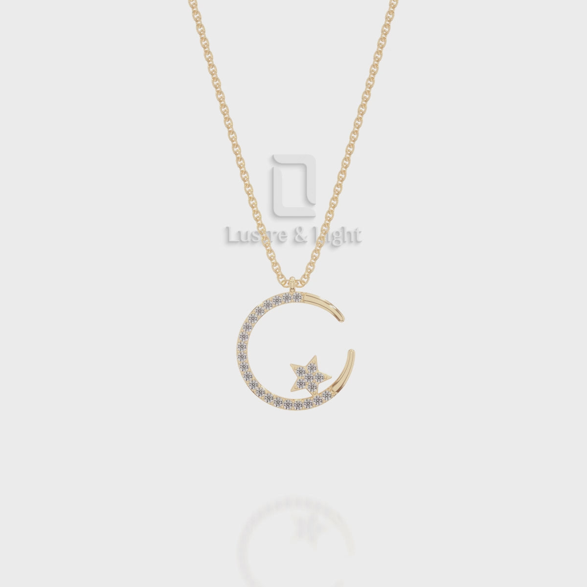 Natural Ruby Moon & Star Pendant Necklace with 18" Chain