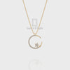 Natural Ruby Moon & Star Pendant Necklace with 18" Chain