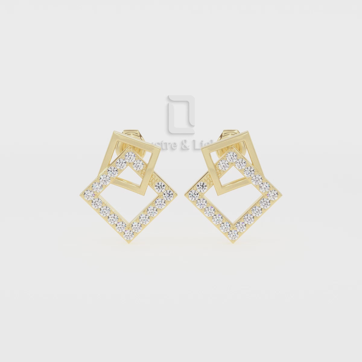 Natural Citrine Square Stud Earrings for Women